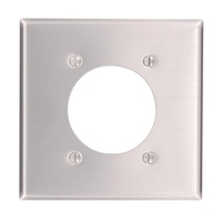 2-Gang Standard Size with 2.15 in. Dia Hole and Power Outlet Wall Plate in Aluminum