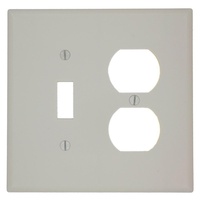2-Gang Midway Size 1-Toggle 1-Duplex Receptacle Plastic Combination Wall Plate, Light Almond