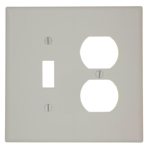 2-Gang Midway Size 1-Toggle 1-Duplex Receptacle Plastic Combination Wall Plate, Light Almond